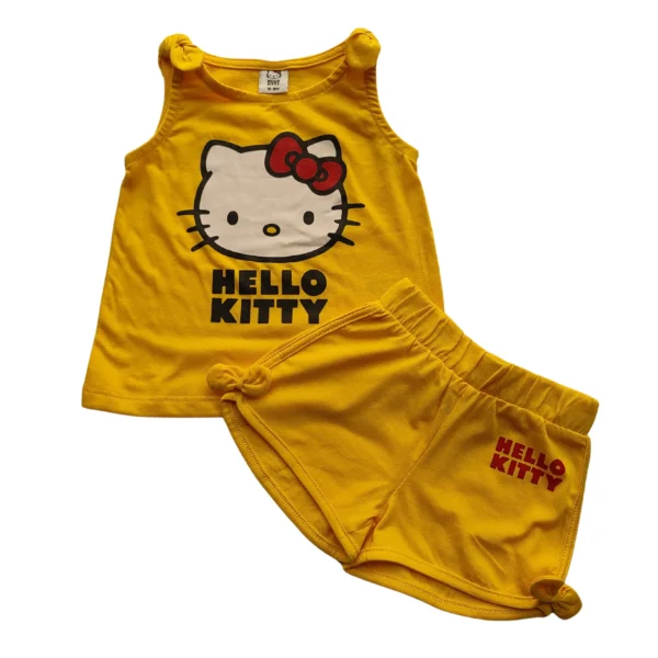 Girls Cute Hello Kitty Top & Pant Set Yellow