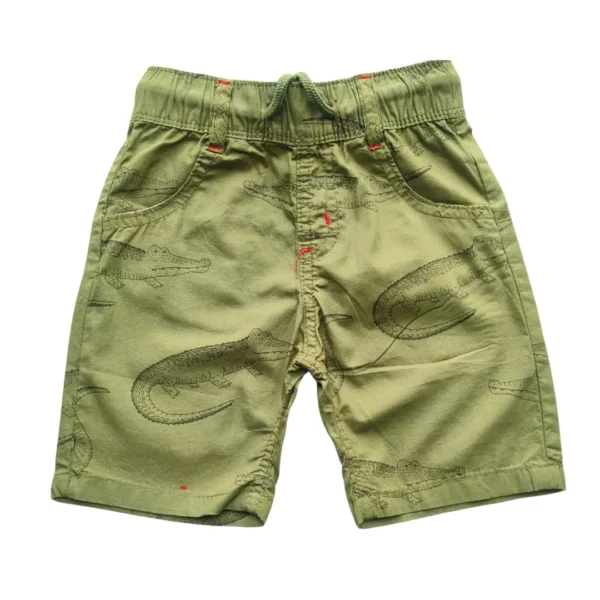 Boys CROCODILES Printed Gabardine Half Pant Olive