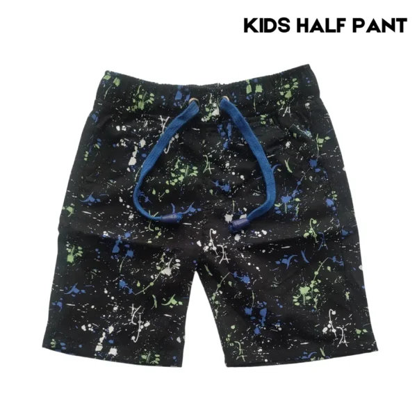 Boys Multicolor Printed Gabardine Half Pant Black