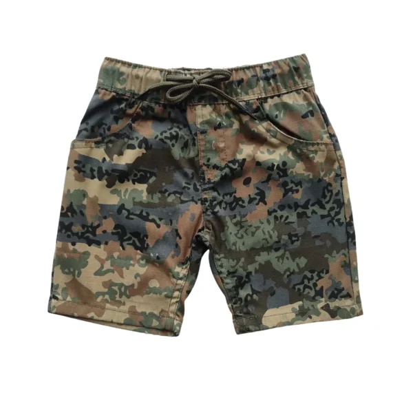 Boys All Over Army Style Printed Gabardine Half Pant Olive