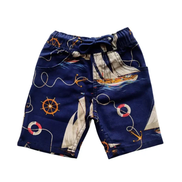 Boys All Over SHIP Printed Gabardine Half Pant Navy Blue