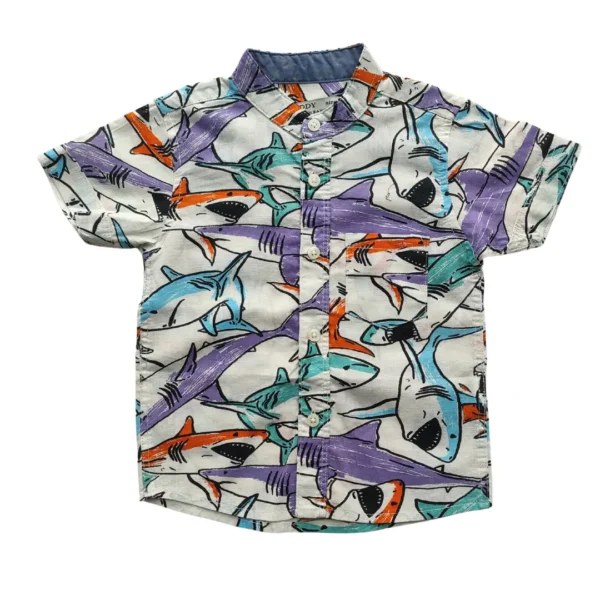 Boys All Over SHARK Printed Shirt Green & White (BC)