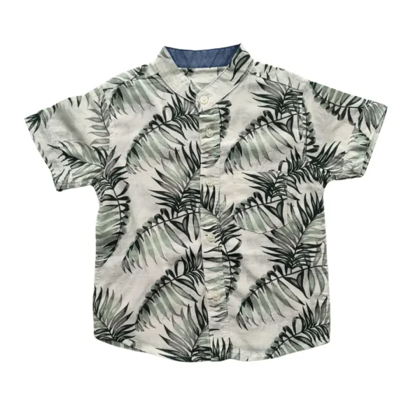 Boys All Over LEAF Printed Shirt White  (BC)