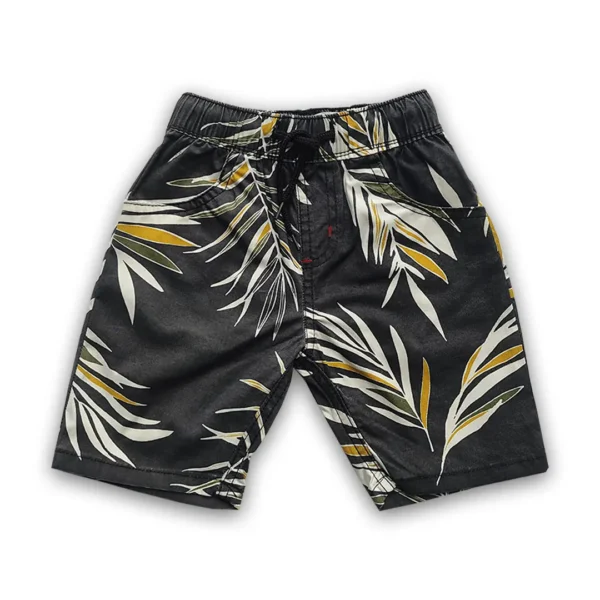Boys All Over LEAF Printed Gabardine Half Pant Dark Ash