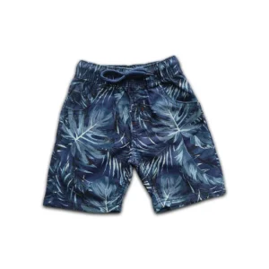 Boys All Over LEAF Printed Gabardine Half Pant Dark Blue