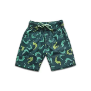 Boys All Over CROCODILES Printed Gabardine Half Pant Dark Blue-Green