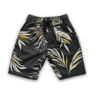 Boys All Over LEAF Printed Gabardine Half Pant Dark Ash