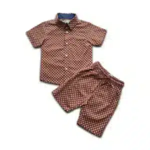 Boys All Over Print Shirt & Pant Set Brown Aladinkids