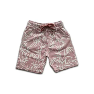 Boys All Over BAMBOO LEAVES Printed Gabardine Half Pant Baby Pink