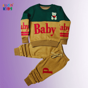 BABY PANDA Winter Sweatshirt & Trouser Set Green & Golden