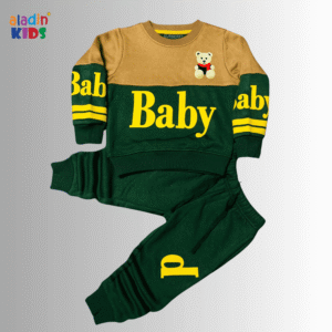 BABY PANDA Winter Sweatshirt & Trouser Set Golden & Green