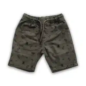Boys All Over LONG BEACH Printed Gabardine Half Pant Dark Olive