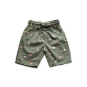 Boys All Over FLOWER Printed Gabardine Half Pant Olive