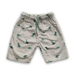 Boys All Over DINOSAUR Printed Gabardine Half Pant Off-White