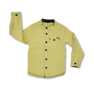 Full-Sleeve Boys' Shirt Band Collar Light Yellow