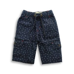 Boys Drawstring Stretch Cargo Three Quarter Pant Navy Blue