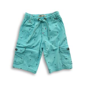 Boys Drawstring Stretch Cargo Three Quarter Pant Bird Printed Pest