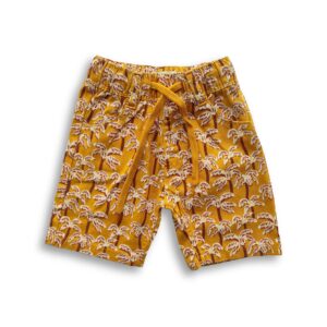 Boys All Over Tree Printed Gabardine Half Pant Orange