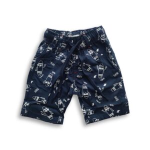 Boys Surf Printed Gabardine Half Pant Blue