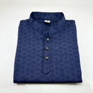 Boy's All Over Printed Panjabi Navy Blue