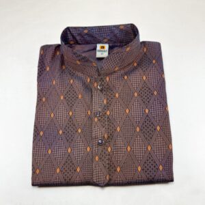 Boy's All Over Printed Panjabi Golden Purple