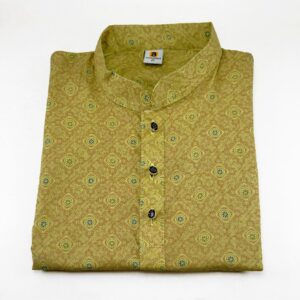 Boy's All Over Printed Panjabi Yellow Green