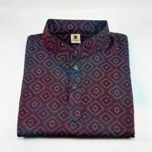 Boy's All Over Printed Panjabi Purple Blue