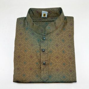 Boy's Multicolor All Over Printed Panjabi Orange Green