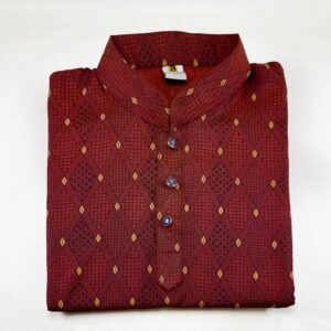 Boy's All Over Printed Panjabi Golden Maroon