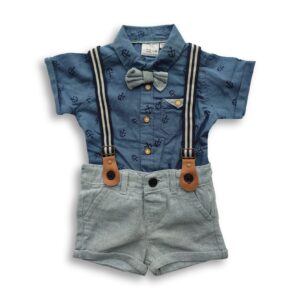 Kids All Over Anchor Printed Romper Set Steel Blue