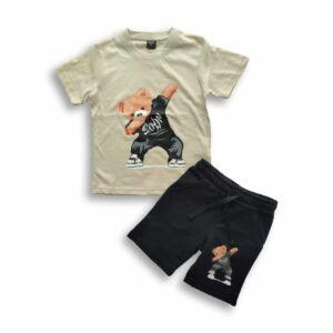 Boys Boom Panda Printed T-shirt & Pant Set Cream