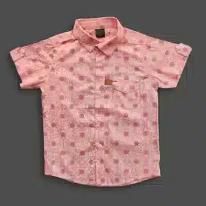 All Over Printed Boys Shirt Light Rose