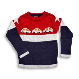 Kids Car Winter Sweater Red