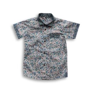 All Over Print Boys' Short Sleeve Shirt Contrast Collar