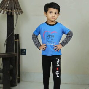 Full Sleeve T-Shirt & Full Pants Set MoM Light Royal Blue
