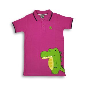 Crocodile Print Stylish Boys' Summer Stylish Polo T-shirt_Sweet Pink