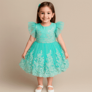 Girls Premium Sequin Embroidery Party Dress Paste