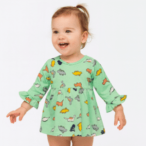 All Over Print Dino Full Sleeve Girls Frock_Pest