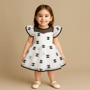 Girls Embroidery Work Party Dress White