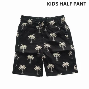 Boys All Over TREE Printed Gabardine Half Pant Black