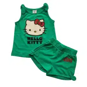Girls Cute Hello Kitty Top & Pant Set Green