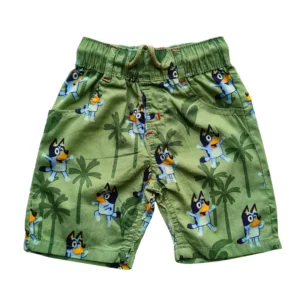 Boys BLUEY Printed Gabardine Half Pant Olive