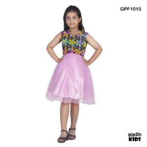 Girls Party Frock Velvet Purple
