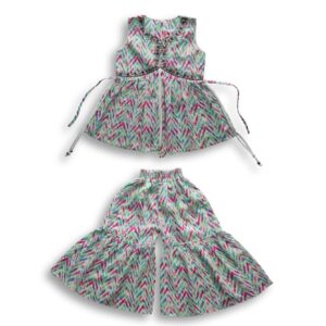 Girls Sequin and Embroidery Sleeveless Kamiz & Sharara Set Multicolor