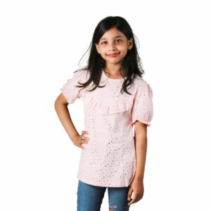 Girls Summer Frock Short Sleeve Baby Pink