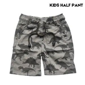 Boys All Over DINOSAUR Printed Gabardine Half Pant Ash