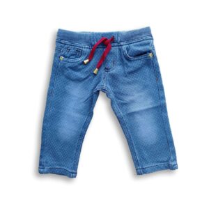 Boys & Girls Stylish Drawstring Stretch Denim Full Pant Sky Blue