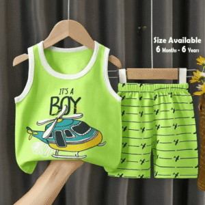 It's A Boy Printed Megi T-shirt & Pant Set Apple Green
