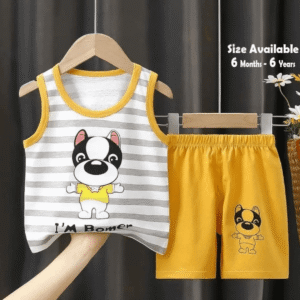 I'm Bomer Printed Megi T-shirt & Pant Set White & Yellow
