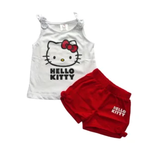 Girls Cute Hello Kitty Top & Pant Set White